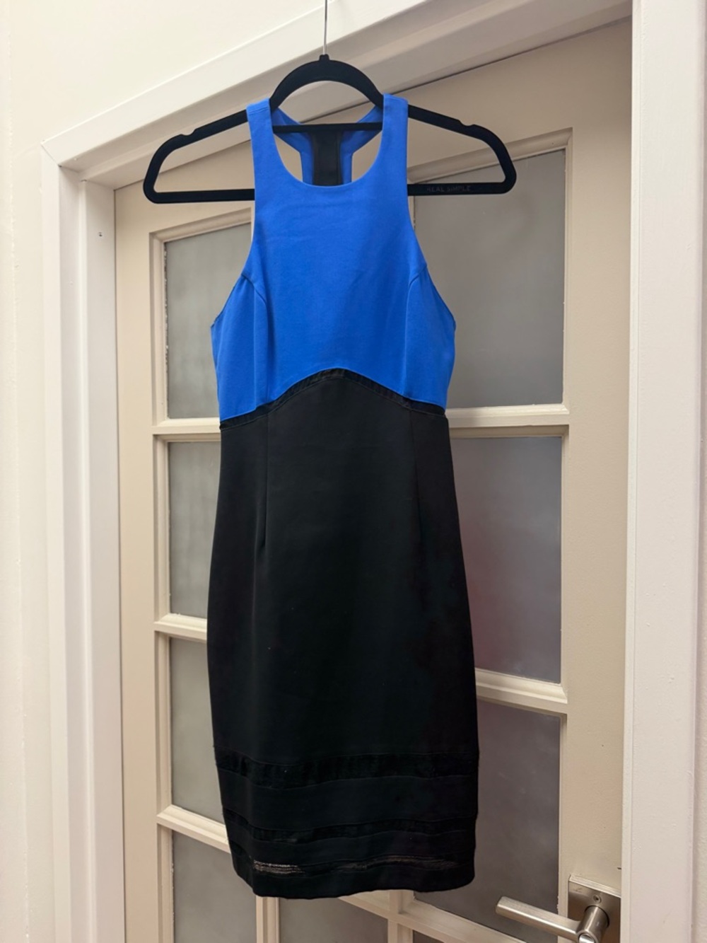Sachin + Babi Cobalt Blue and Black One-Shoulder Colorblock Dress